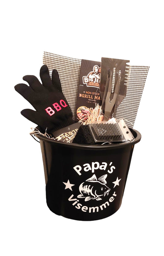 cadeau emmer papa, gevuld met bbq spullen